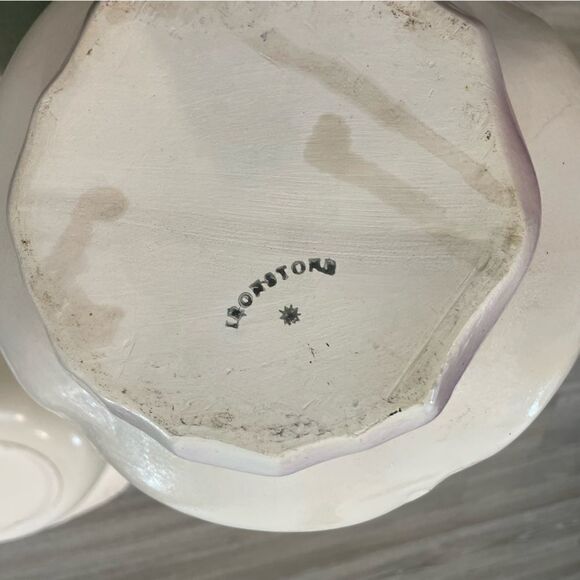 1960s Victorian Ironstone Green Hand Painted Pitcher Basin Set 2 Pieces USA made - Picture 11 of 12